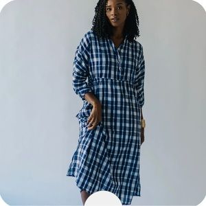 NWT Merci Women’s Large Blue Plaid Maxi Dress